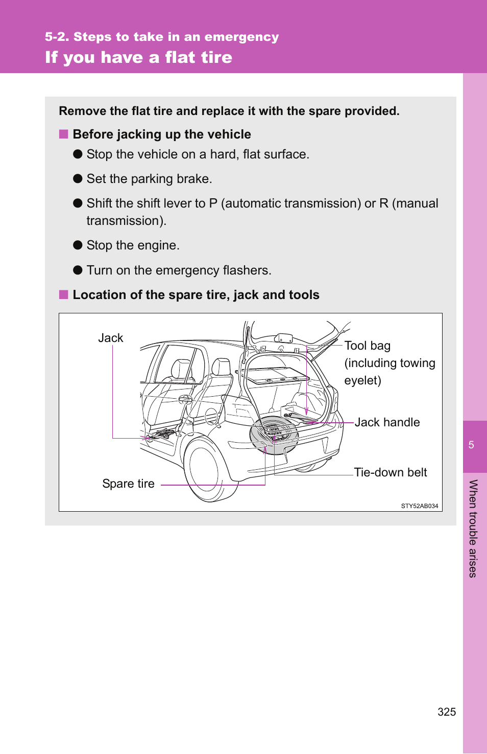 If you have a flat tire | TOYOTA 2010 Yaris User Manual | Page 335 / 406