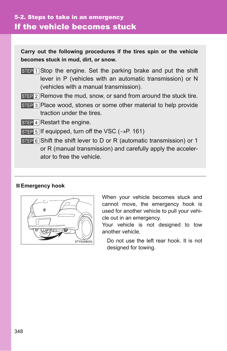 If the vehicle becomes stuck | TOYOTA 2010 Yaris User Manual | Page 358 / 406