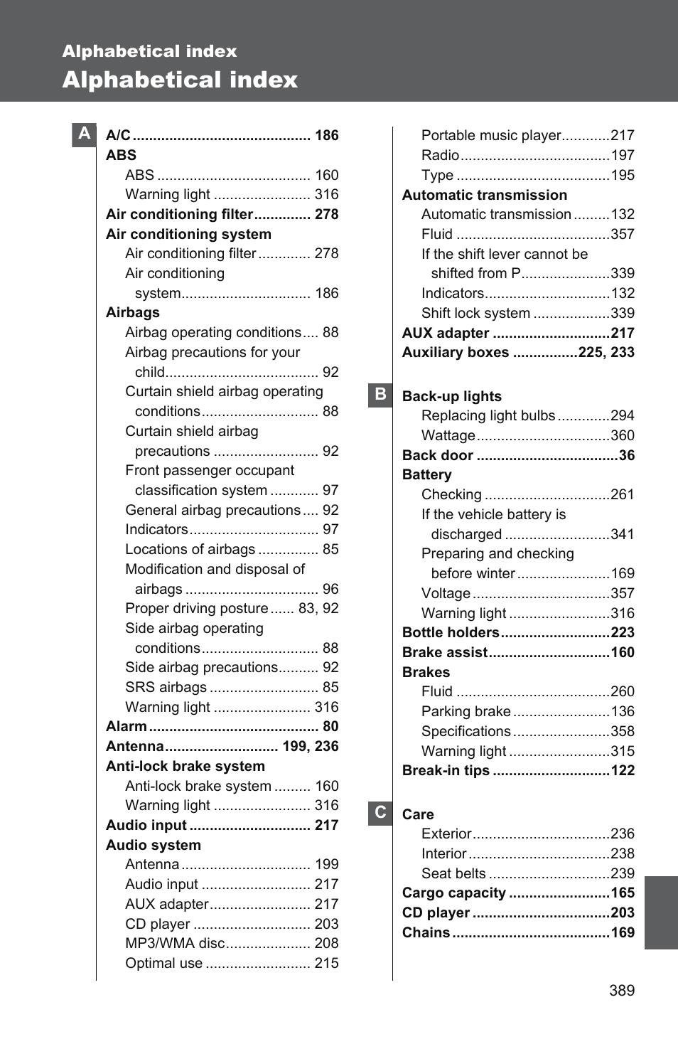 Sec_8-1, Alphabetical index | TOYOTA 2010 Yaris User Manual | Page 395 / 406