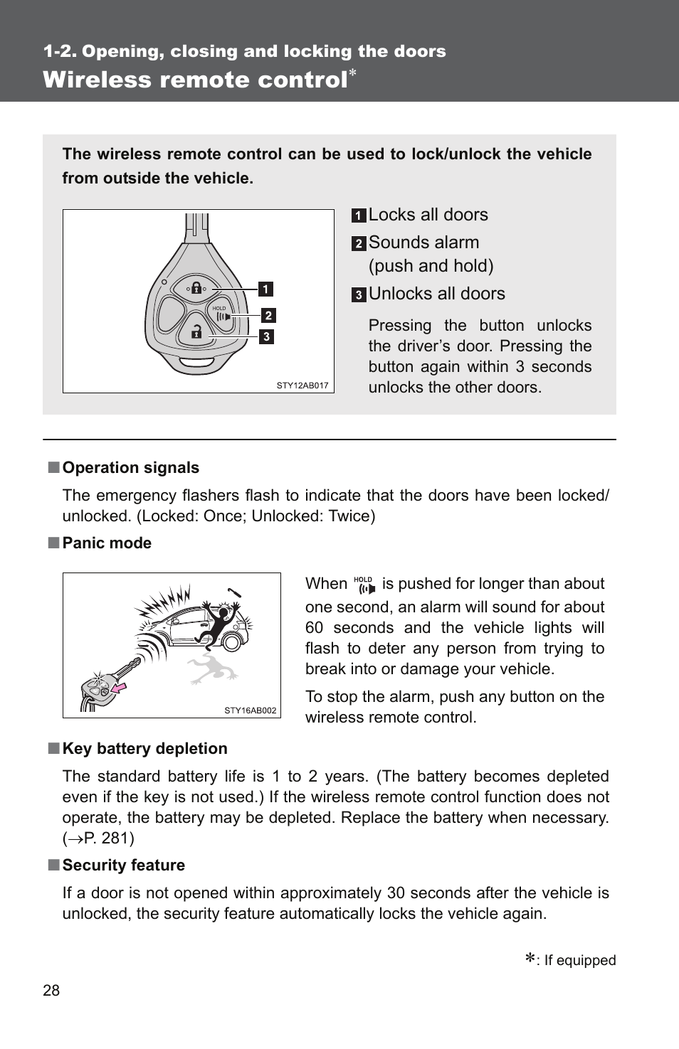 Sec_1-2, Wireless remote control | TOYOTA 2010 Yaris User Manual | Page 42 / 406