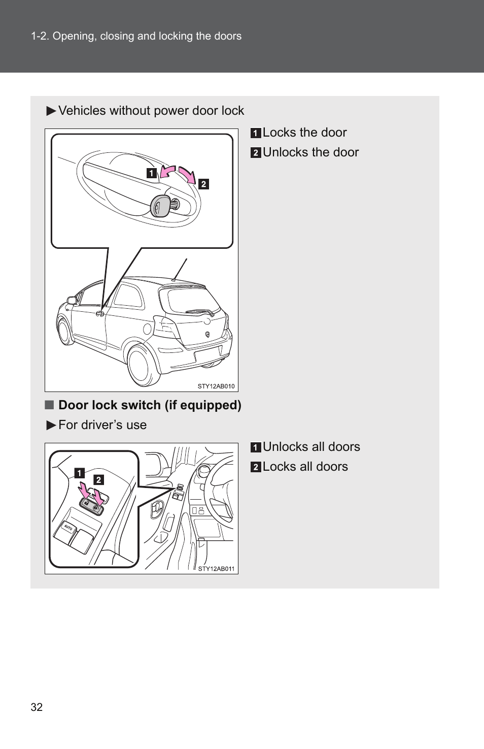 TOYOTA 2010 Yaris User Manual | Page 46 / 406