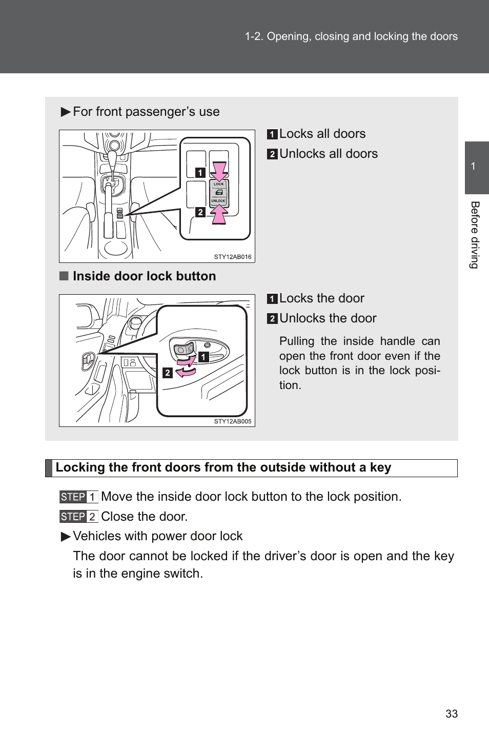 TOYOTA 2010 Yaris User Manual | Page 47 / 406