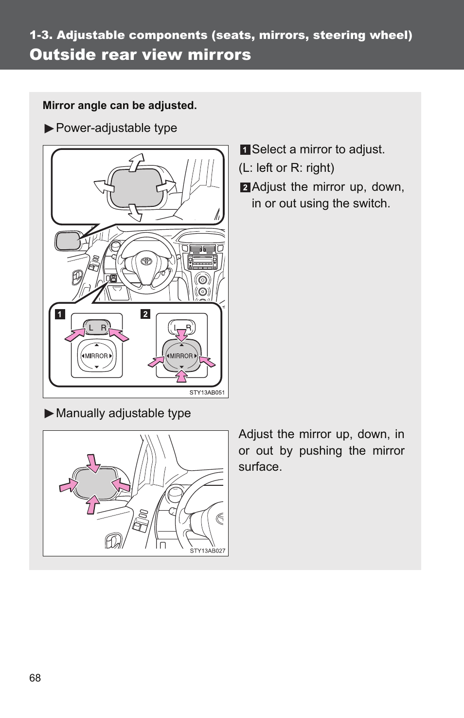 Outside rear view mirrors | TOYOTA 2010 Yaris User Manual | Page 82 / 406