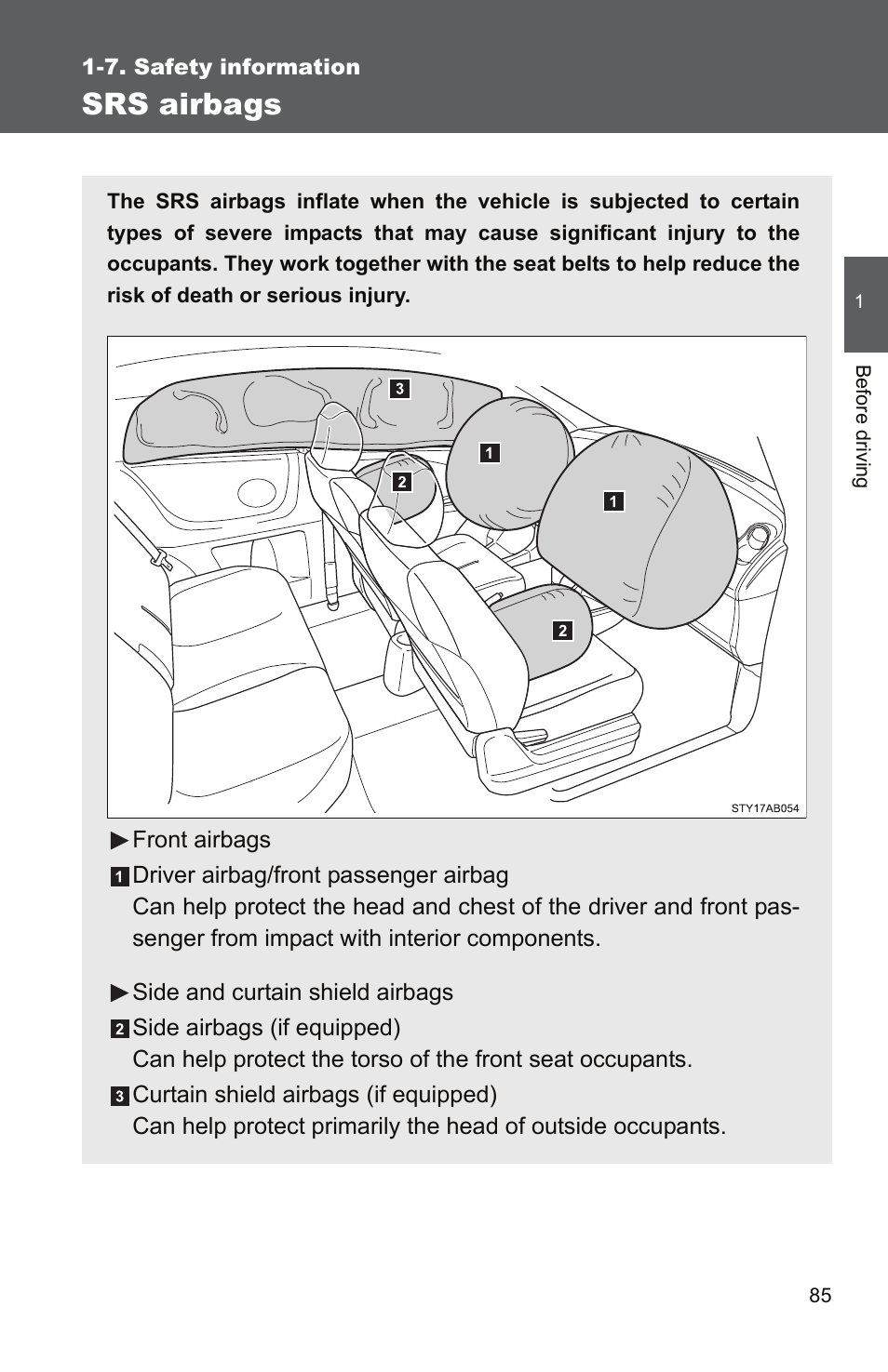 Srs airbags | TOYOTA 2010 Yaris User Manual | Page 99 / 406