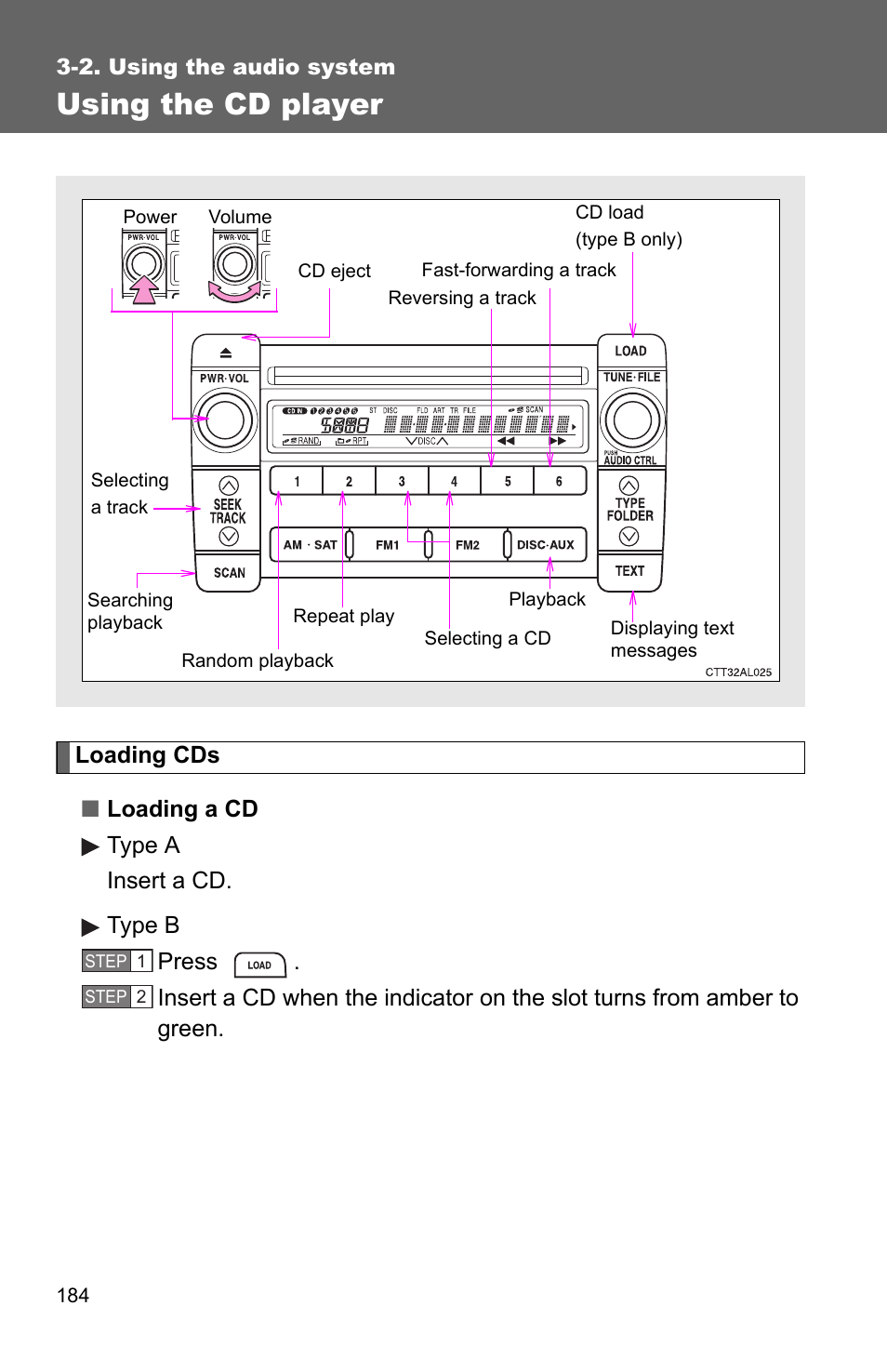 Using the cd player | TOYOTA 2010 Matrix User Manual | Page 203 / 461