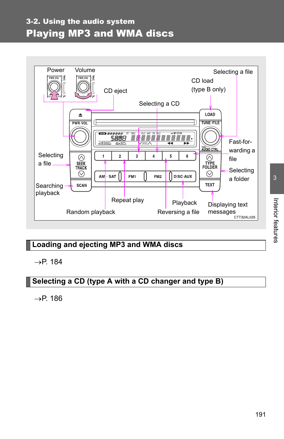 Playing mp3 and wma discs | TOYOTA 2010 Matrix User Manual | Page 210 / 461