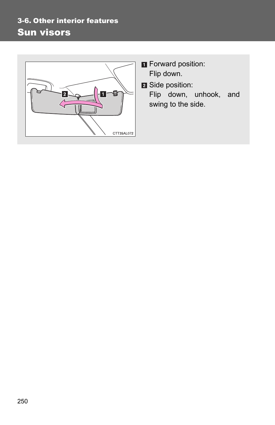 Sec_03_06, Sun visors | TOYOTA 2010 Matrix User Manual | Page 269 / 461