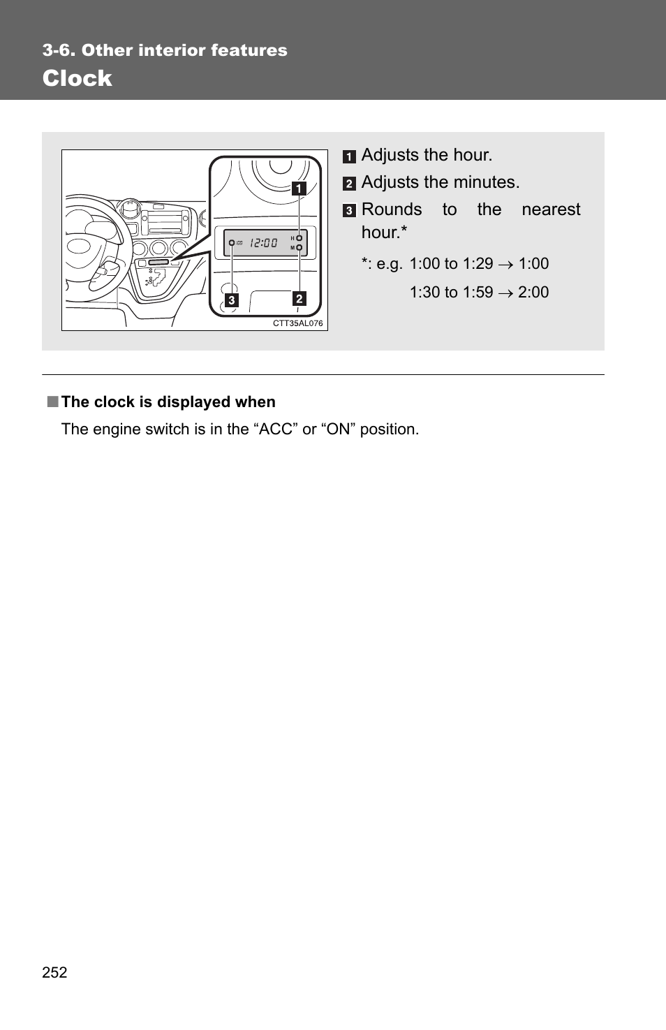 Clock | TOYOTA 2010 Matrix User Manual | Page 271 / 461