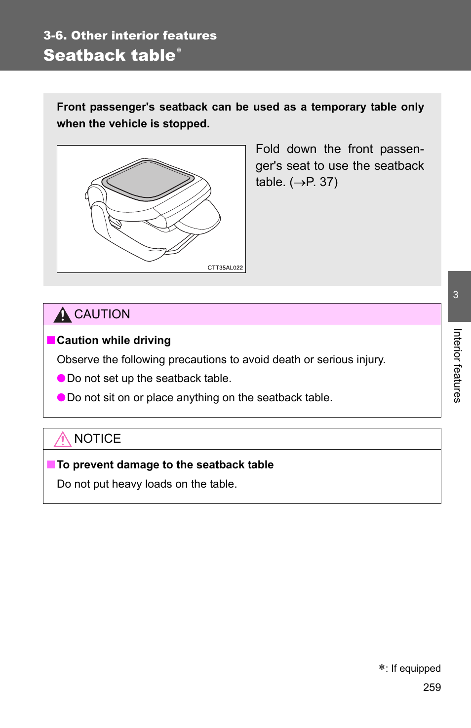 Seatback table | TOYOTA 2010 Matrix User Manual | Page 278 / 461