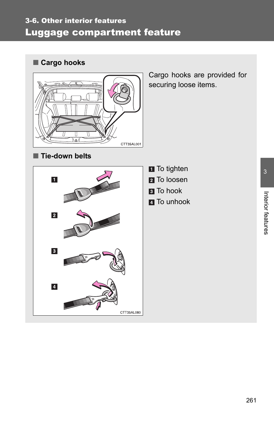 Luggage compartment feature | TOYOTA 2010 Matrix User Manual | Page 280 / 461