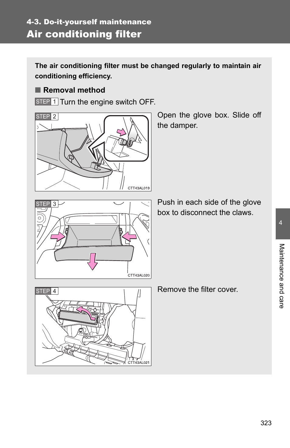 Air conditioning filter | TOYOTA 2010 Matrix User Manual | Page 341 / 461