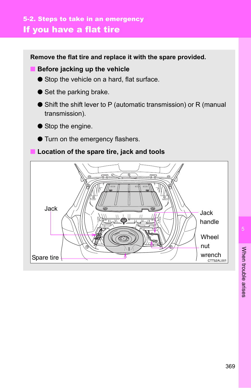If you have a flat tire | TOYOTA 2010 Matrix User Manual | Page 386 / 461