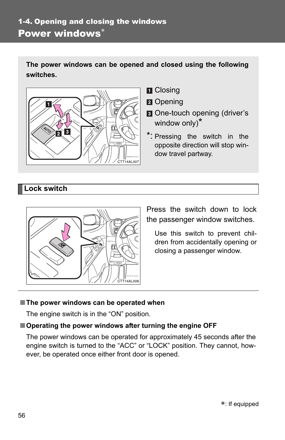 Sec_01-04, Power windows | TOYOTA 2010 Matrix User Manual | Page 78 / 461
