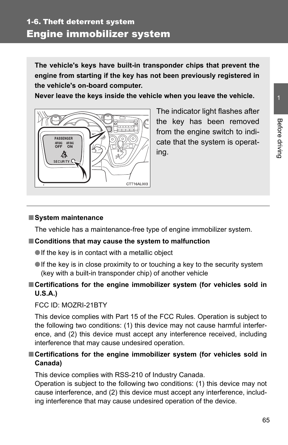 Sec_01-06, Engine immobilizer system | TOYOTA 2010 Matrix User Manual | Page 87 / 461