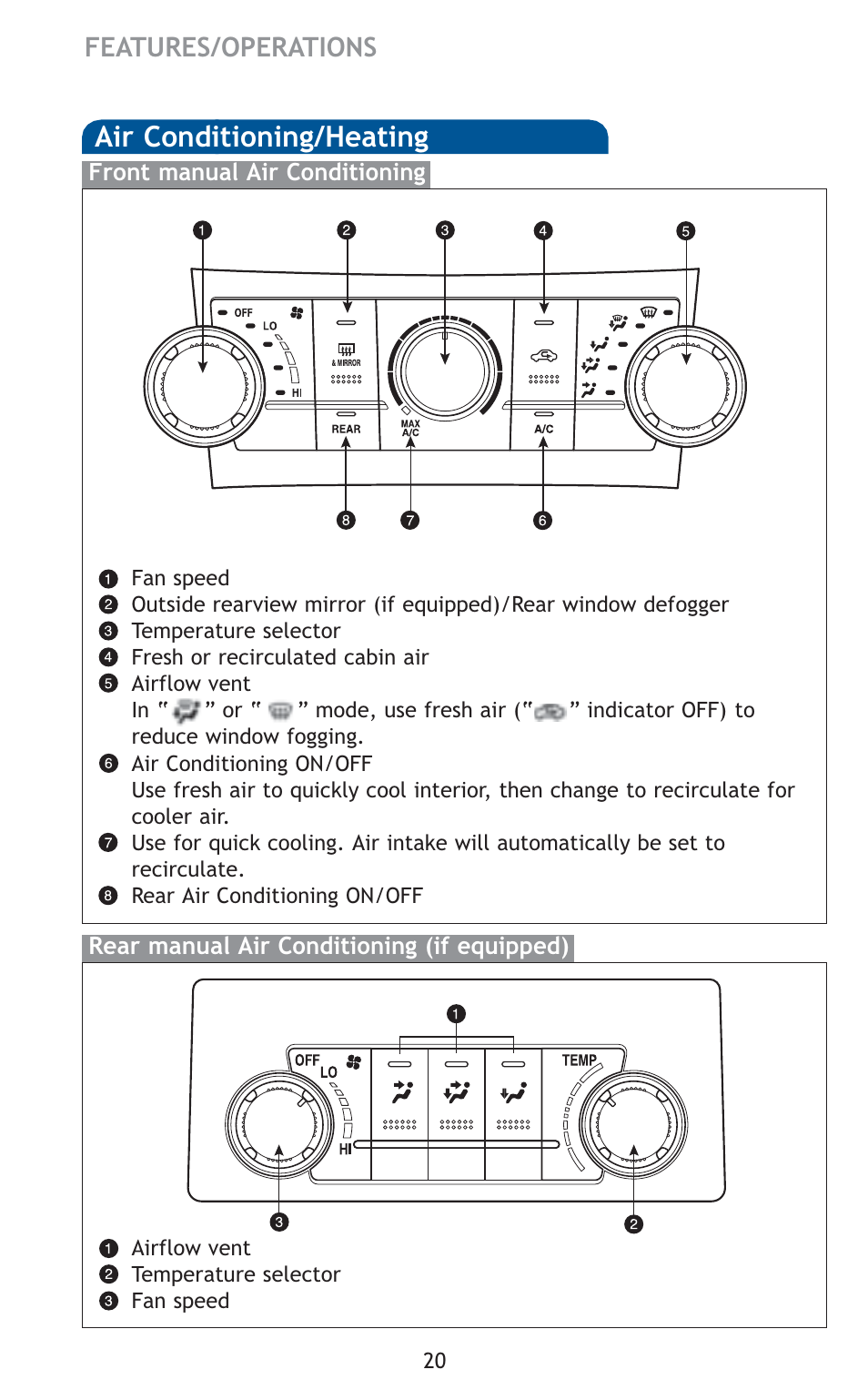 Air conditioning/heating | TOYOTA 2010 Highlander User Manual | Page 22 / 571