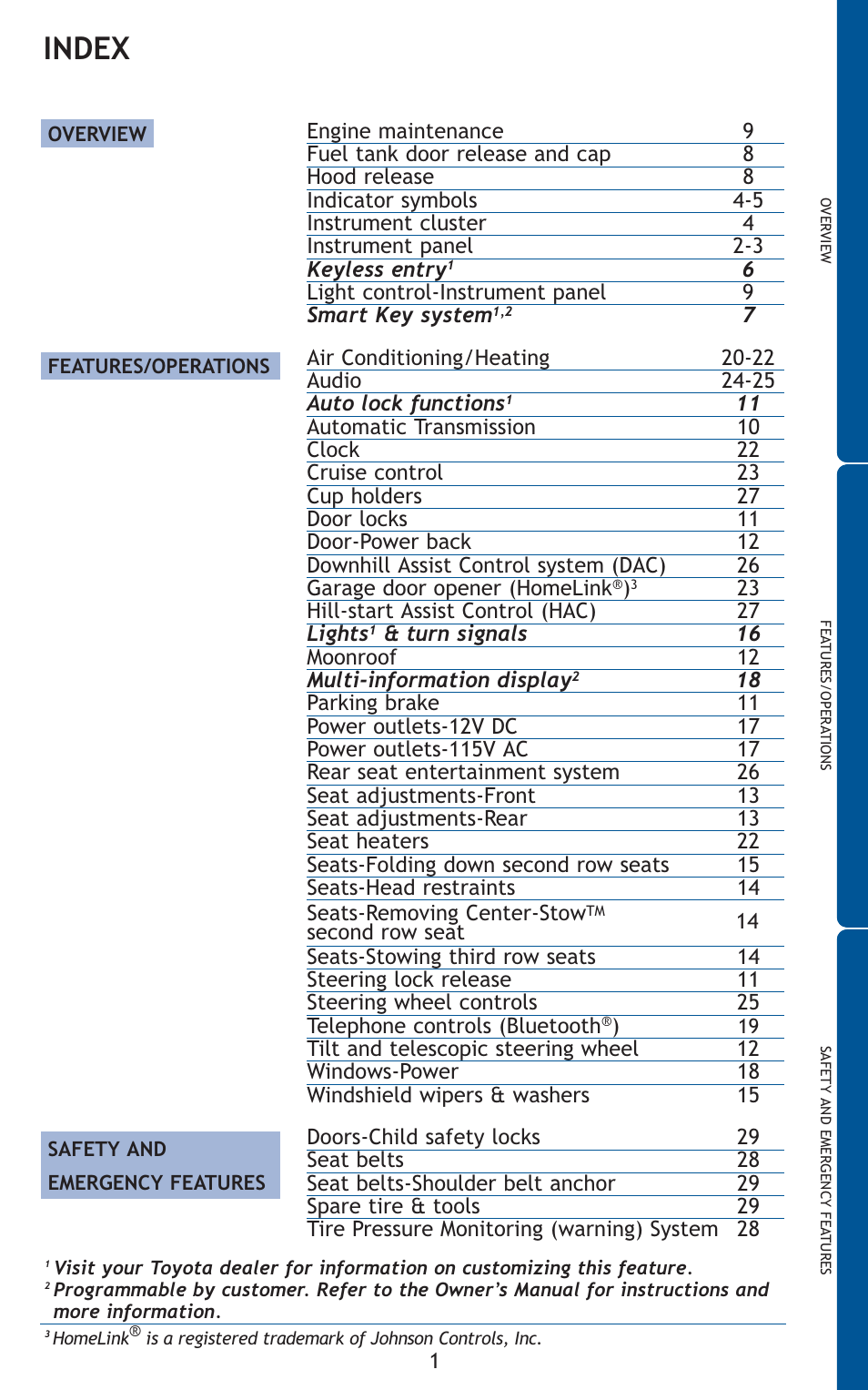 Index | TOYOTA 2010 Highlander User Manual | Page 3 / 571