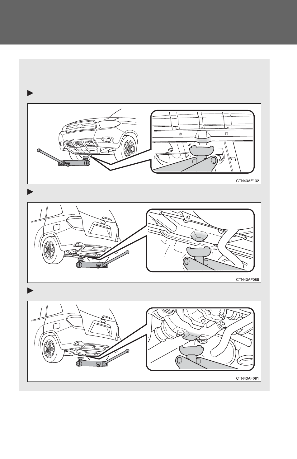 Positioning a floor jack | TOYOTA 2010 Highlander User Manual | Page 414 / 571