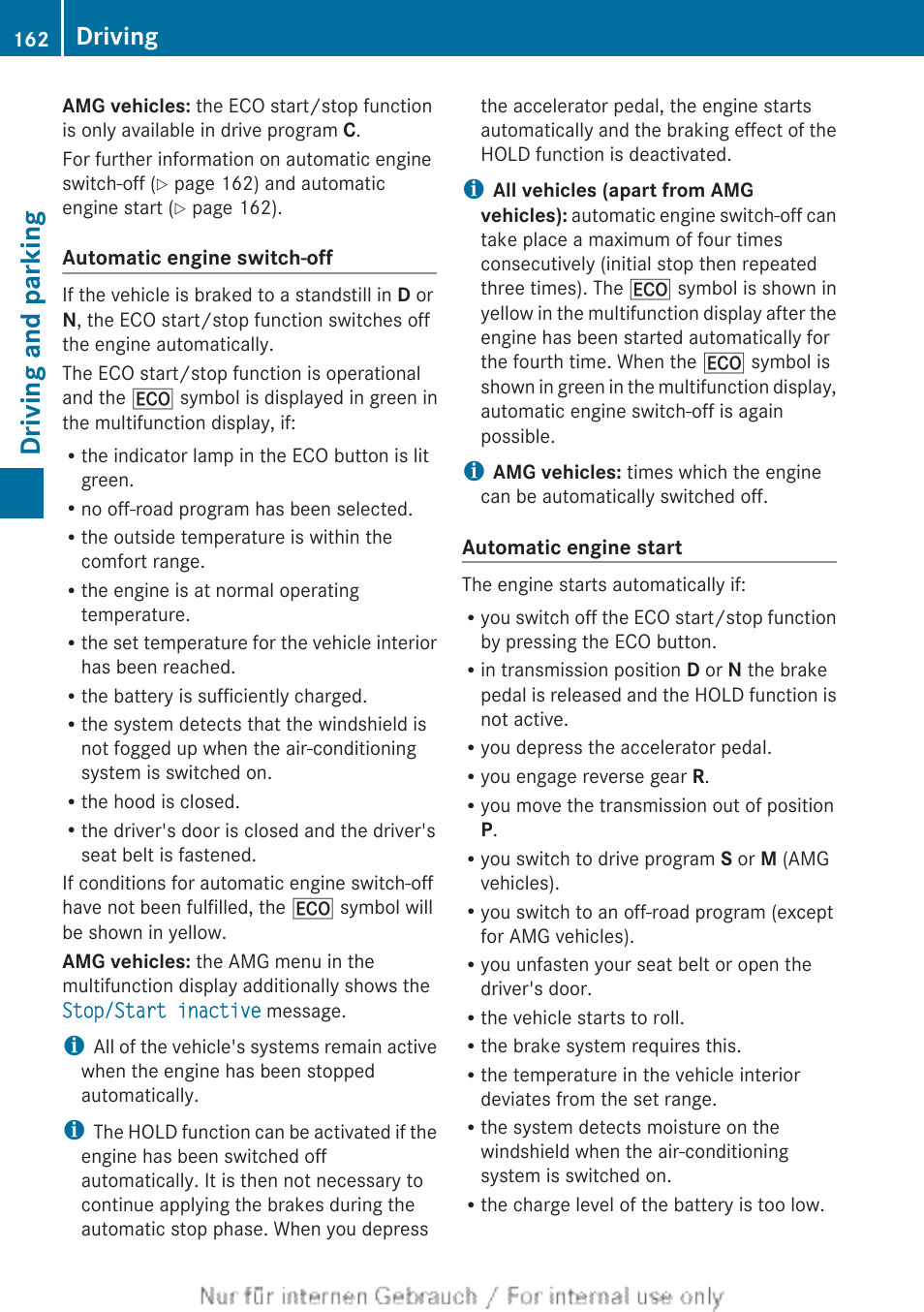 Driving and parking, Driving | Mercedes-Benz 2013 M Class User Manual | Page 164 / 460