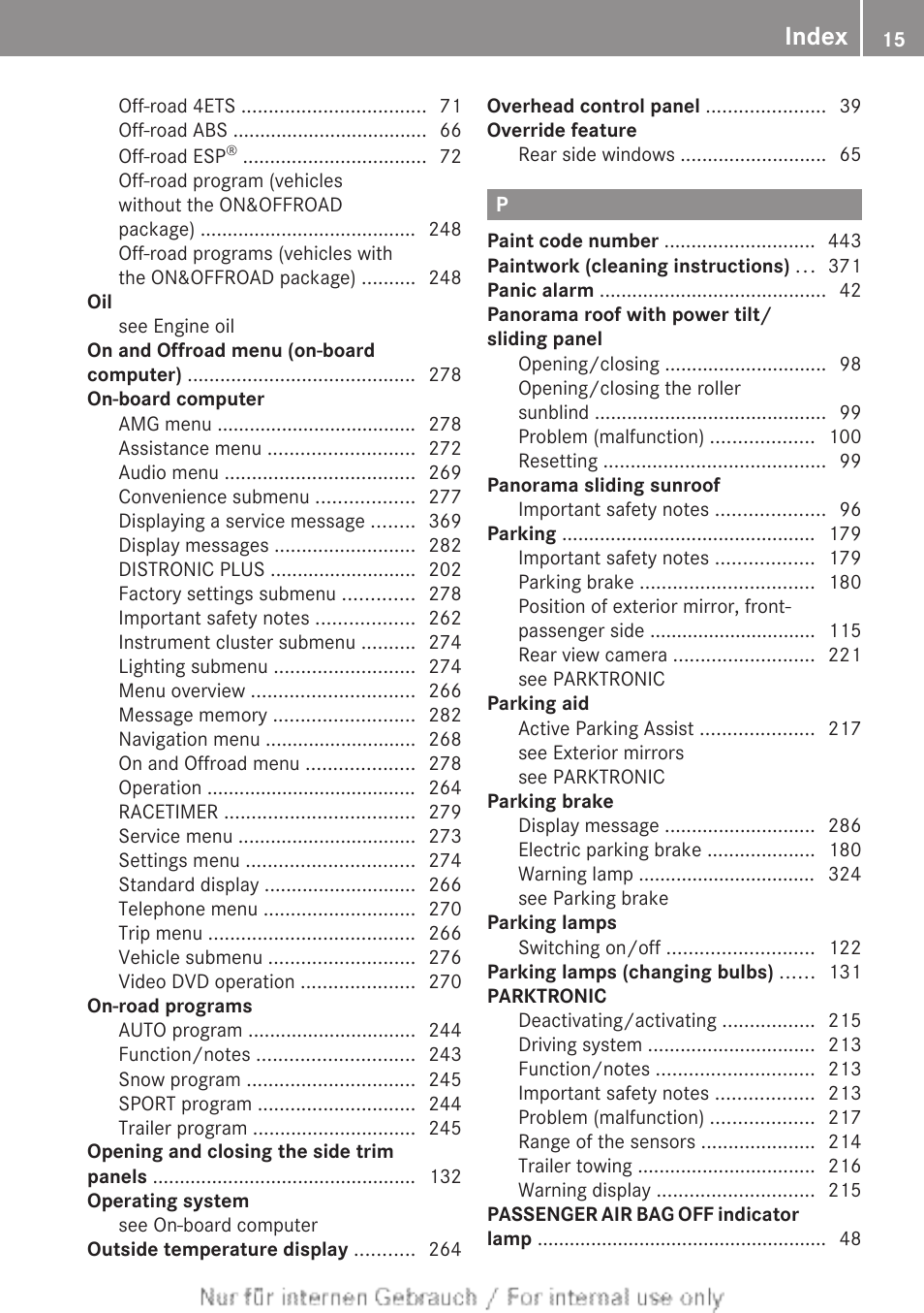 Index | Mercedes-Benz 2013 M Class User Manual | Page 17 / 460