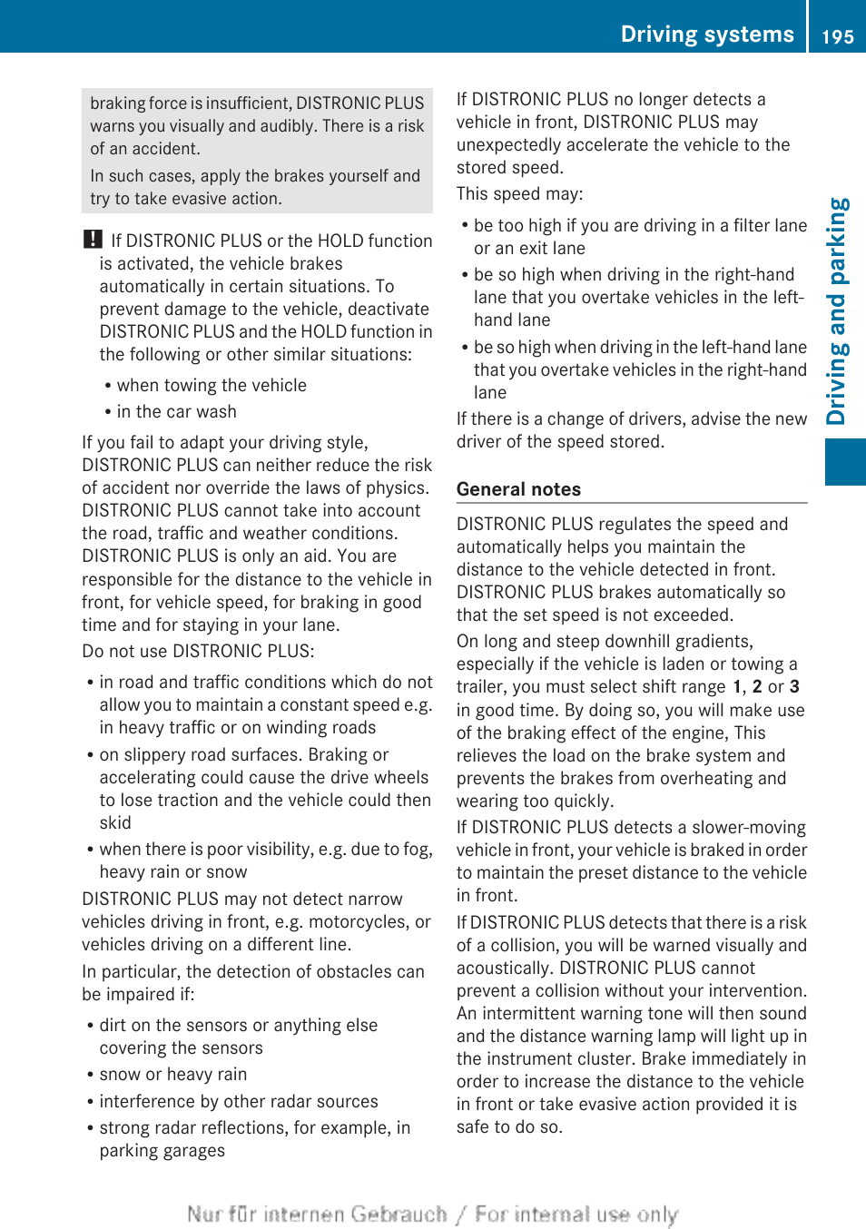 Driving and parking, Driving systems | Mercedes-Benz 2013 M Class User Manual | Page 197 / 460