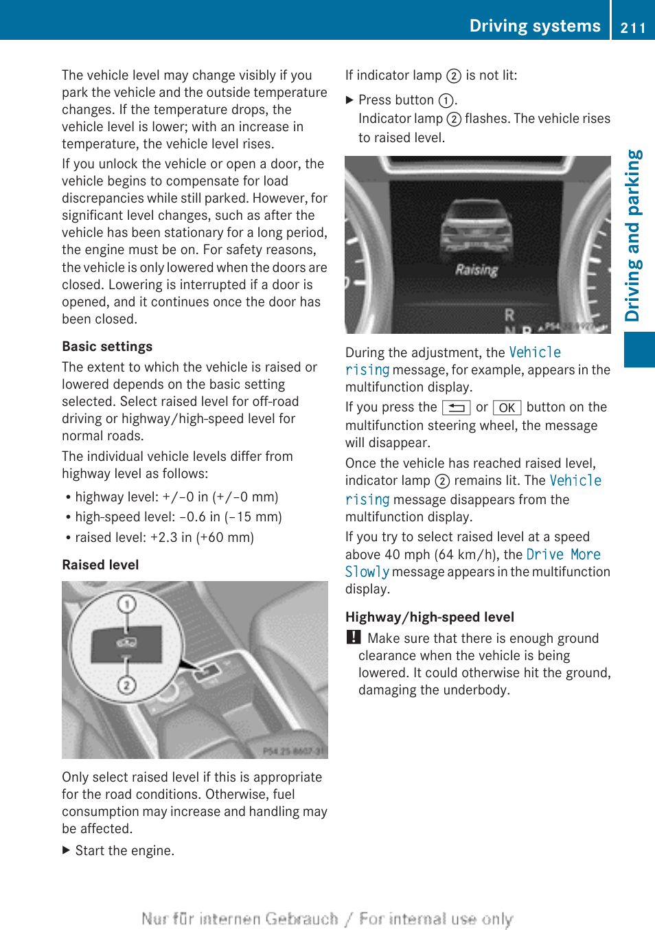 Basic setting, Driving and parking, Driving systems | Mercedes-Benz 2013 M Class User Manual | Page 213 / 460