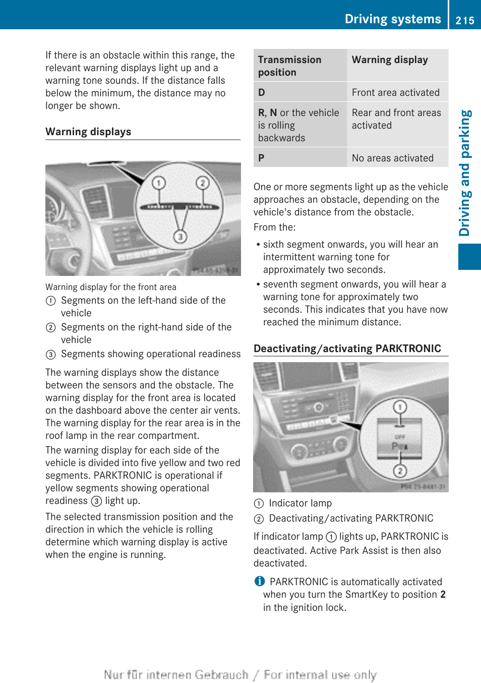 Driving and parking, Driving systems | Mercedes-Benz 2013 M Class User Manual | Page 217 / 460