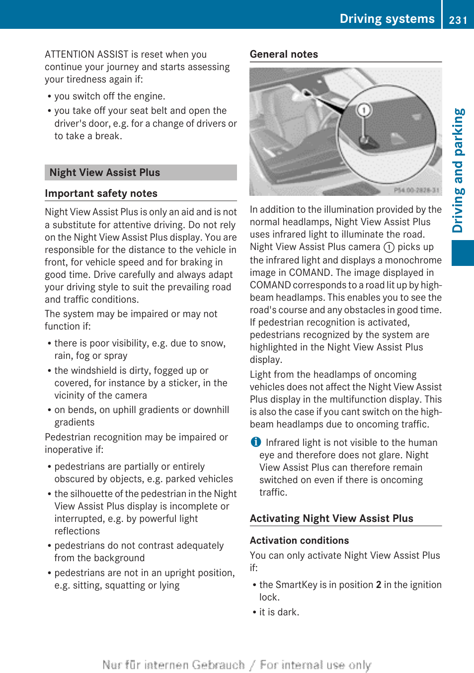 Night view assist plus, Driving and parking, Driving systems | Mercedes-Benz 2013 M Class User Manual | Page 233 / 460