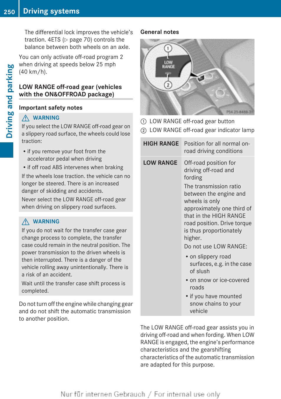 Driving and parking, Driving systems | Mercedes-Benz 2013 M Class User Manual | Page 252 / 460