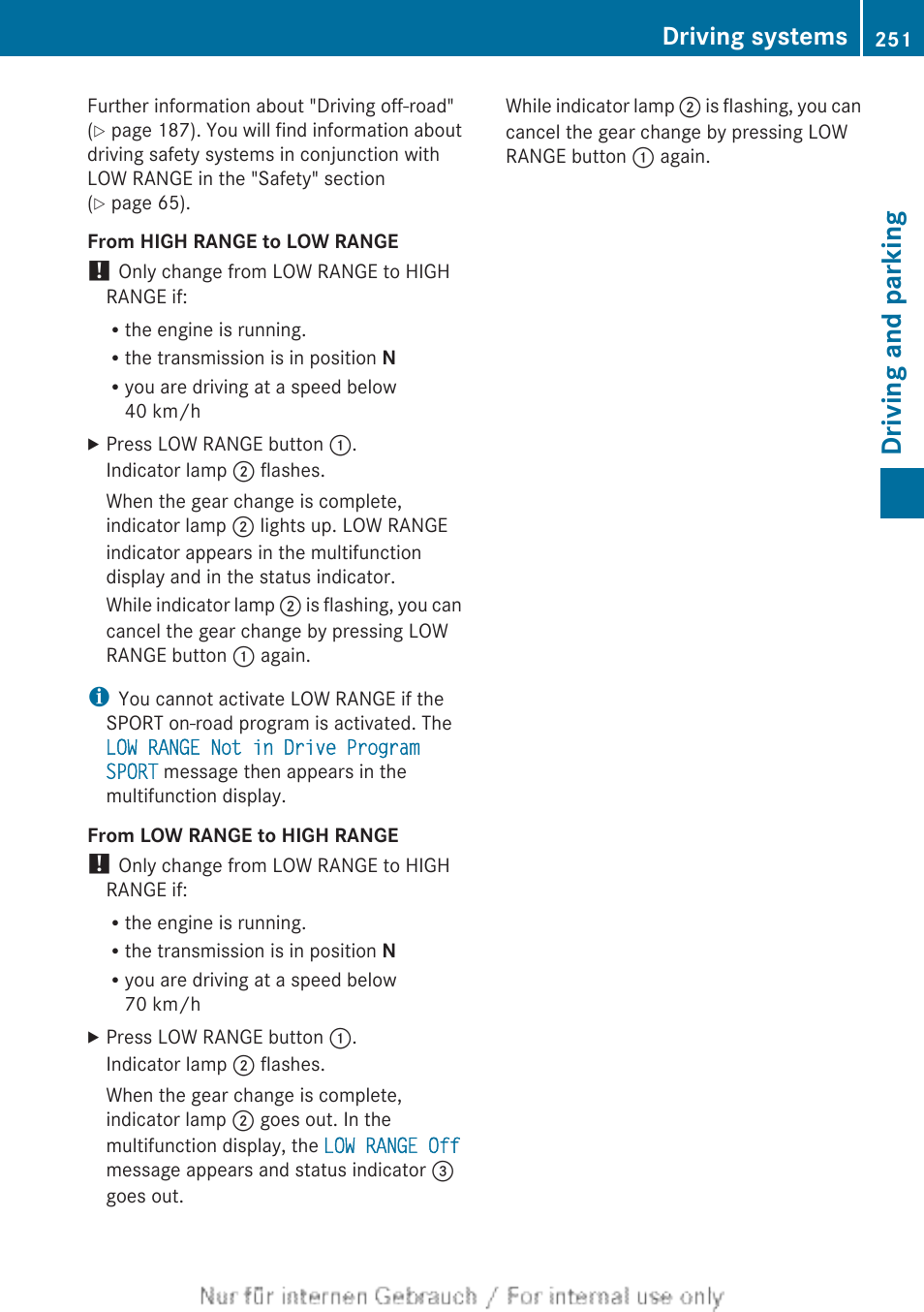 Driving and parking, Driving systems | Mercedes-Benz 2013 M Class User Manual | Page 253 / 460