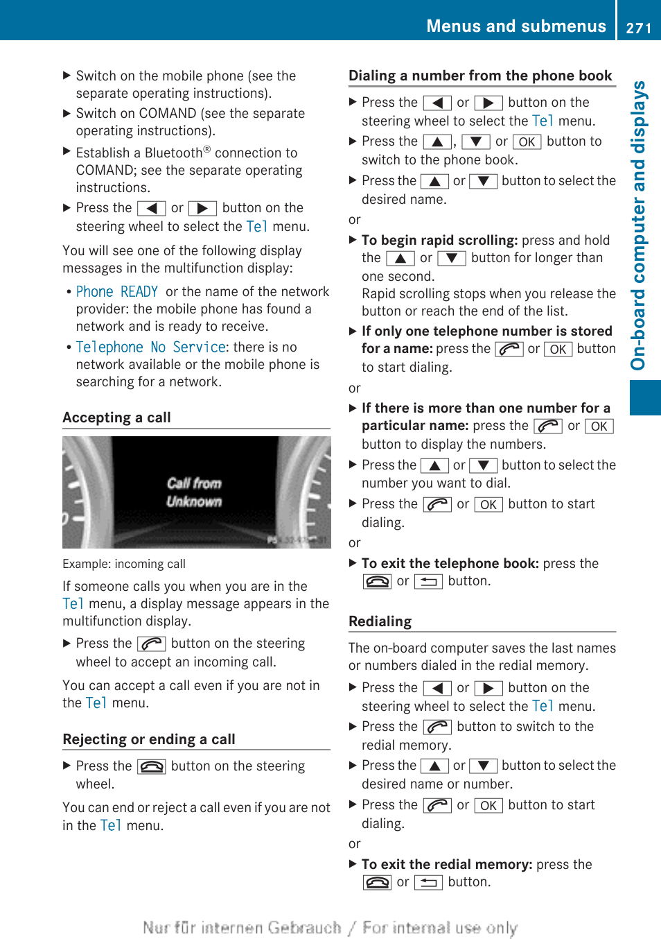 On-board computer and displays, Menus and submenus | Mercedes-Benz 2013 M Class User Manual | Page 273 / 460