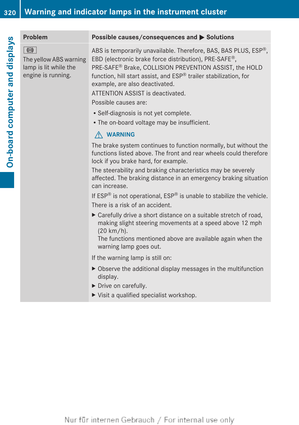 On-board computer and displays | Mercedes-Benz 2013 M Class User Manual | Page 322 / 460