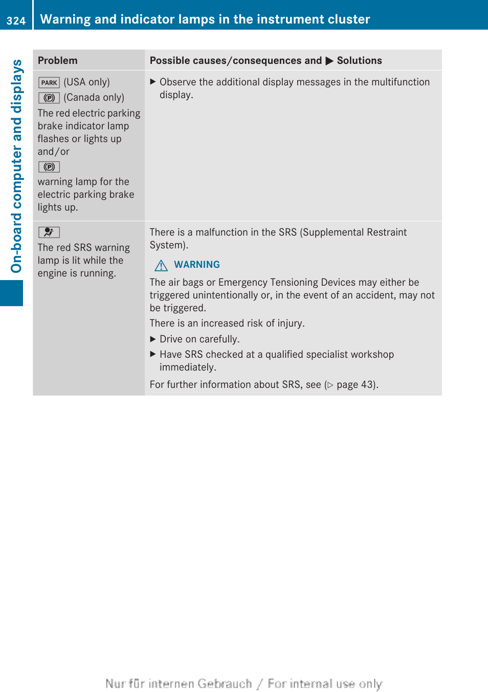 On-board computer and displays | Mercedes-Benz 2013 M Class User Manual | Page 326 / 460