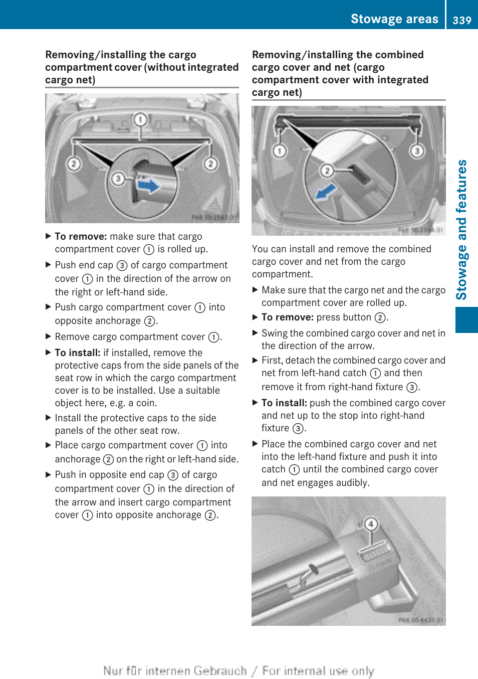 Stowage and features, Stowage areas | Mercedes-Benz 2013 M Class User Manual | Page 341 / 460