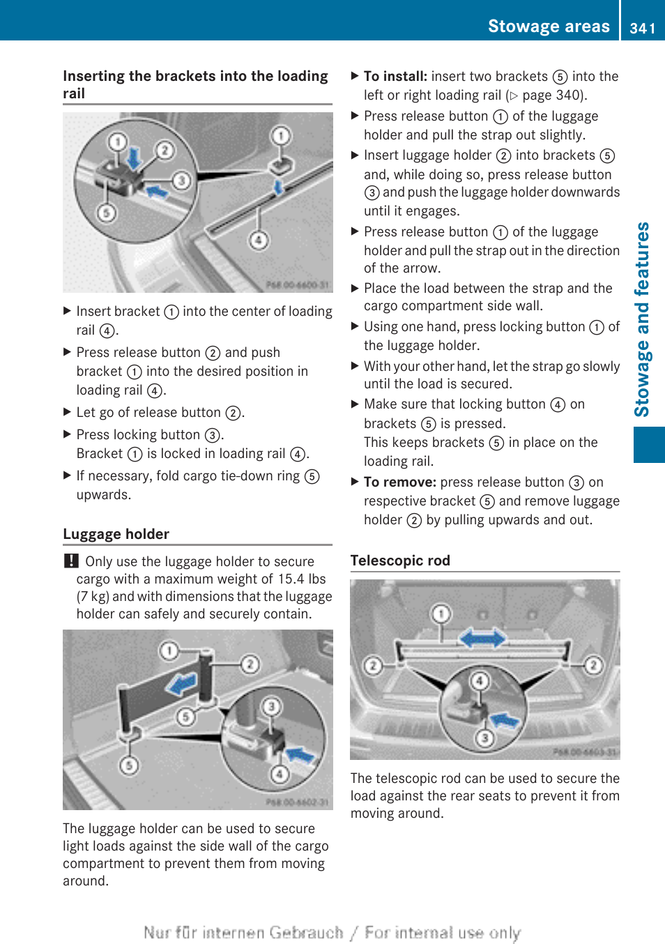 Stowage and features, Stowage areas | Mercedes-Benz 2013 M Class User Manual | Page 343 / 460