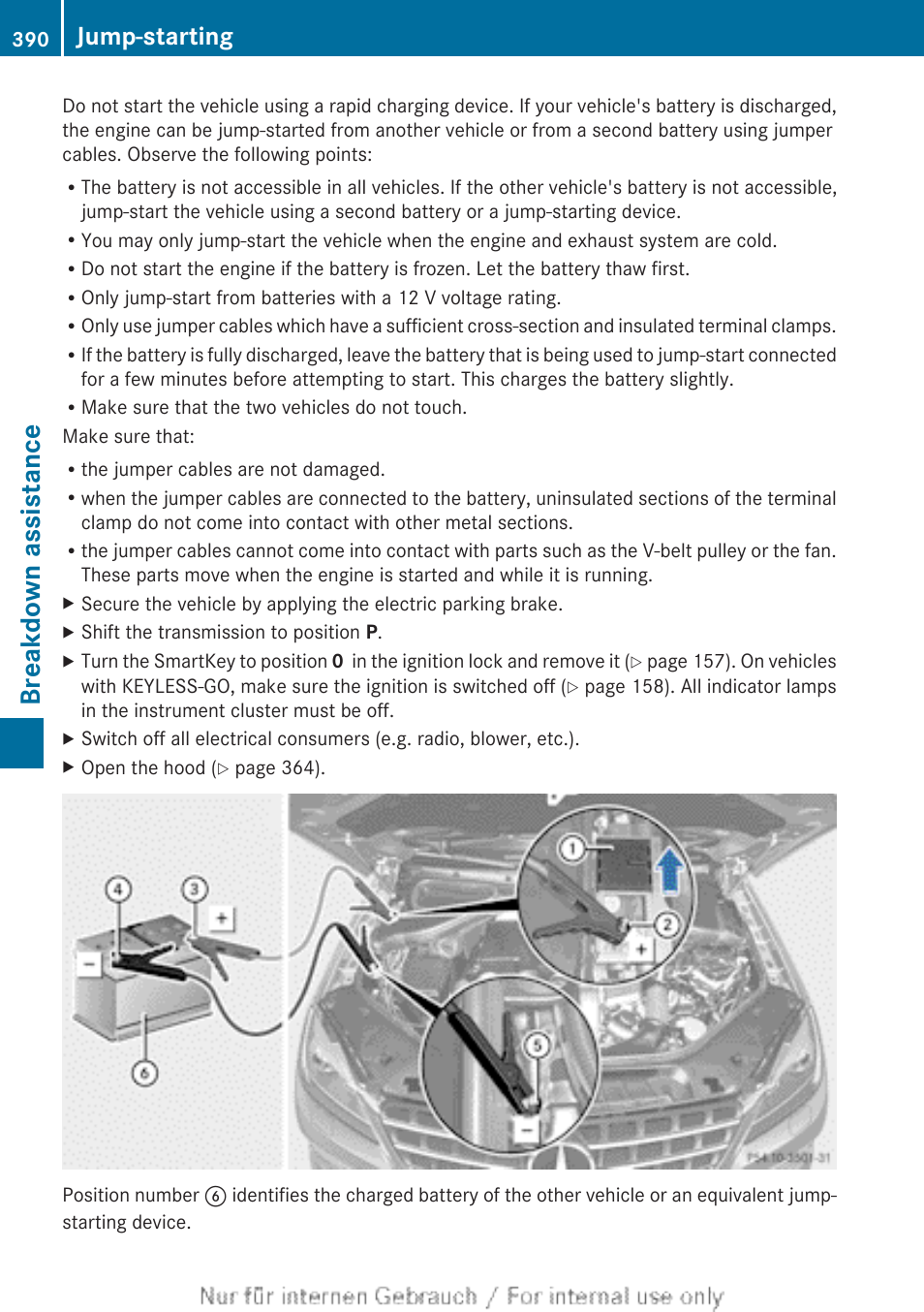 Breakdown assistance, Jump-starting | Mercedes-Benz 2013 M Class User Manual | Page 392 / 460