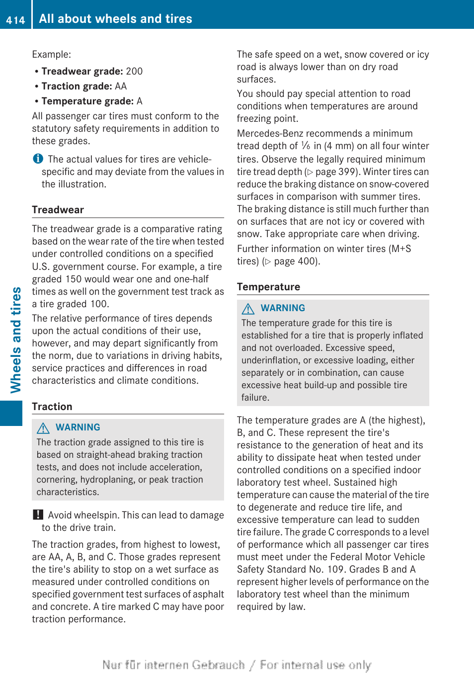 Wheels and tires, All about wheels and tires | Mercedes-Benz 2013 M Class User Manual | Page 416 / 460