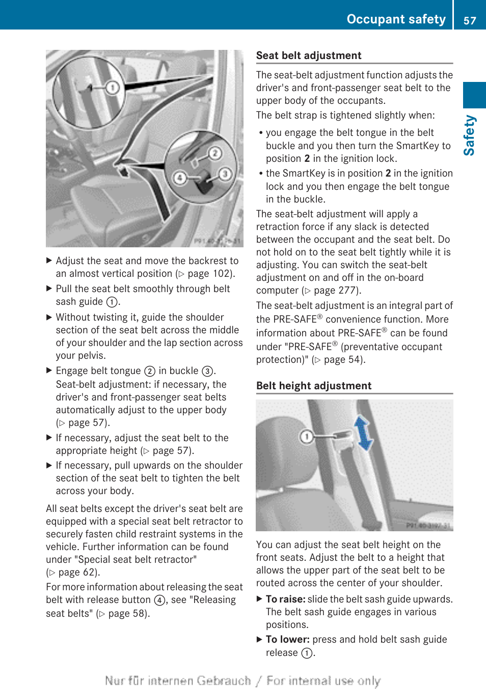 Safety, Occupant safety | Mercedes-Benz 2013 M Class User Manual | Page 59 / 460