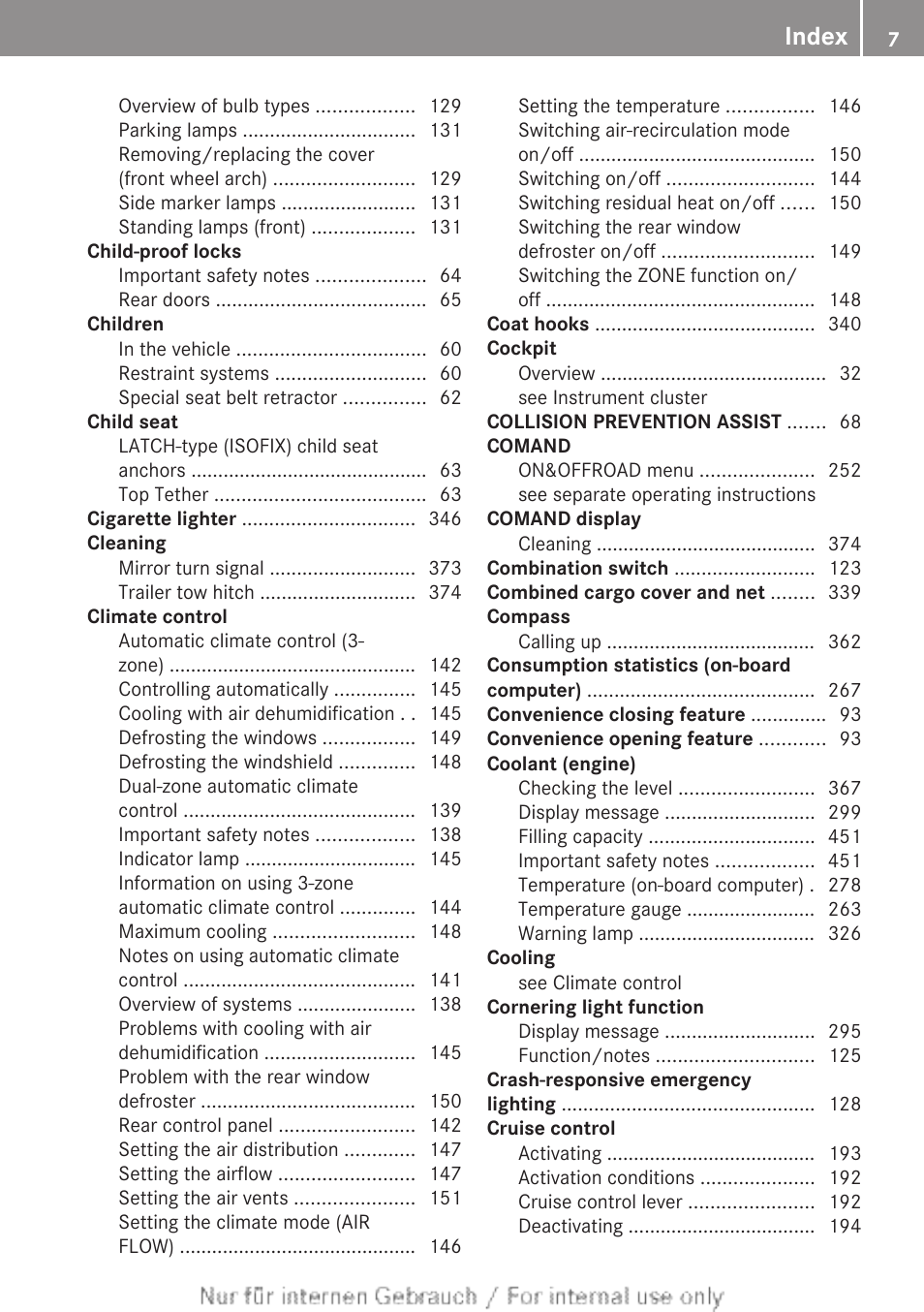 Index | Mercedes-Benz 2013 M Class User Manual | Page 9 / 460