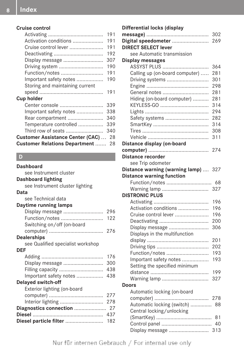 Index | Mercedes-Benz 2013 GL Class User Manual | Page 10 / 448