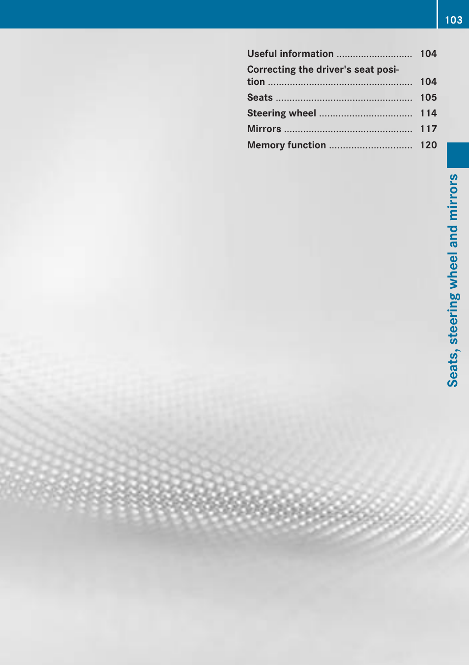 Seats, steering wheel and mirrors | Mercedes-Benz 2013 GL Class User Manual | Page 105 / 448