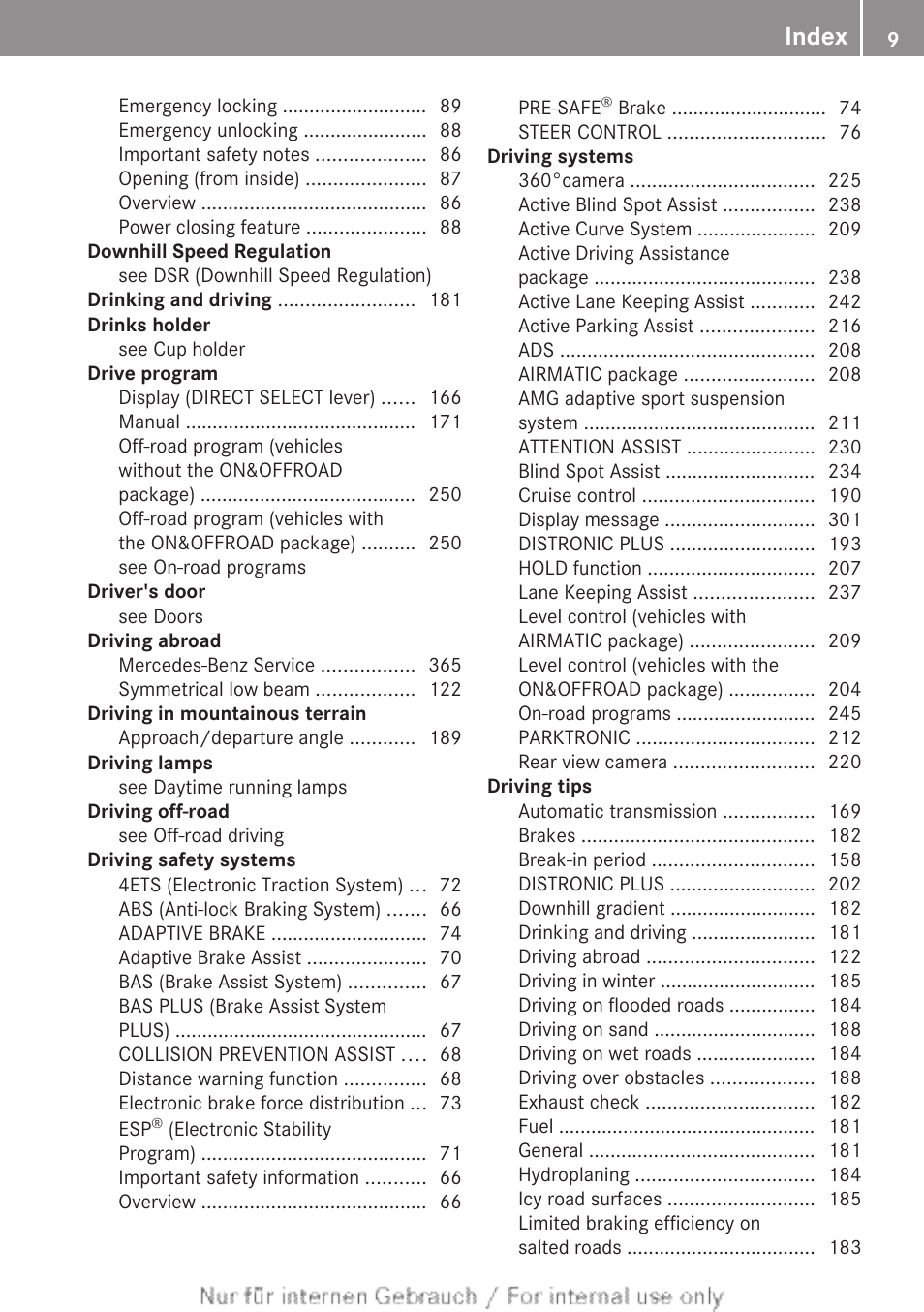 Index | Mercedes-Benz 2013 GL Class User Manual | Page 11 / 448