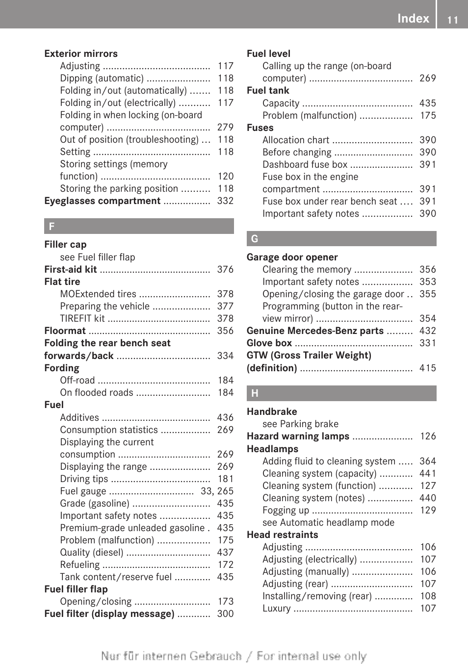 Index | Mercedes-Benz 2013 GL Class User Manual | Page 13 / 448