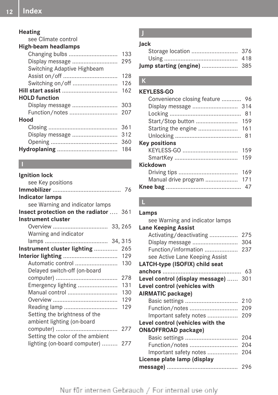 Index | Mercedes-Benz 2013 GL Class User Manual | Page 14 / 448