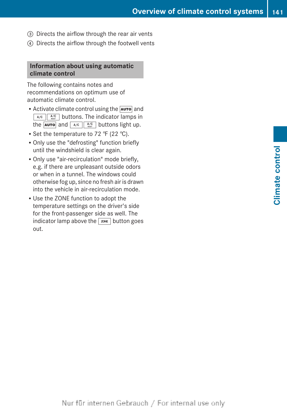 Information about using automatic climate control, Climate control, Overview of climate control systems | Mercedes-Benz 2013 GL Class User Manual | Page 143 / 448