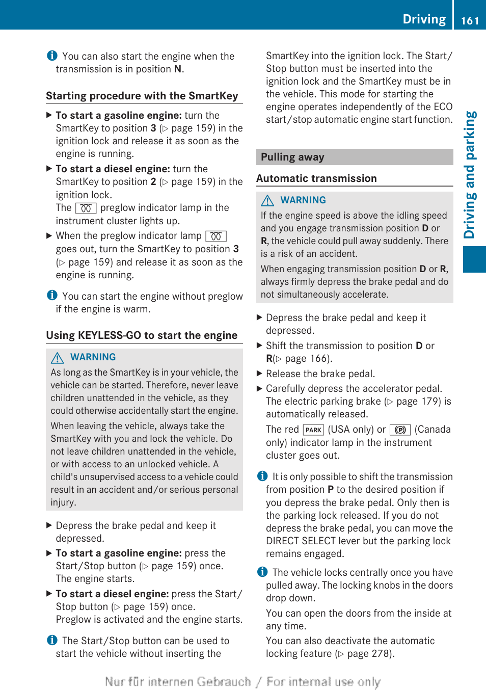 Pulling away, Driving and parking, Driving | Mercedes-Benz 2013 GL Class User Manual | Page 163 / 448