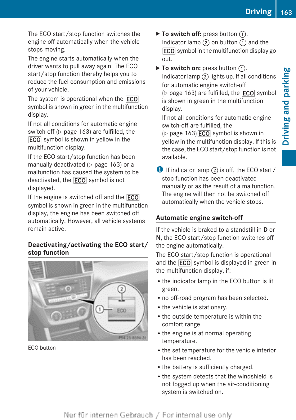 Driving and parking, Driving | Mercedes-Benz 2013 GL Class User Manual | Page 165 / 448