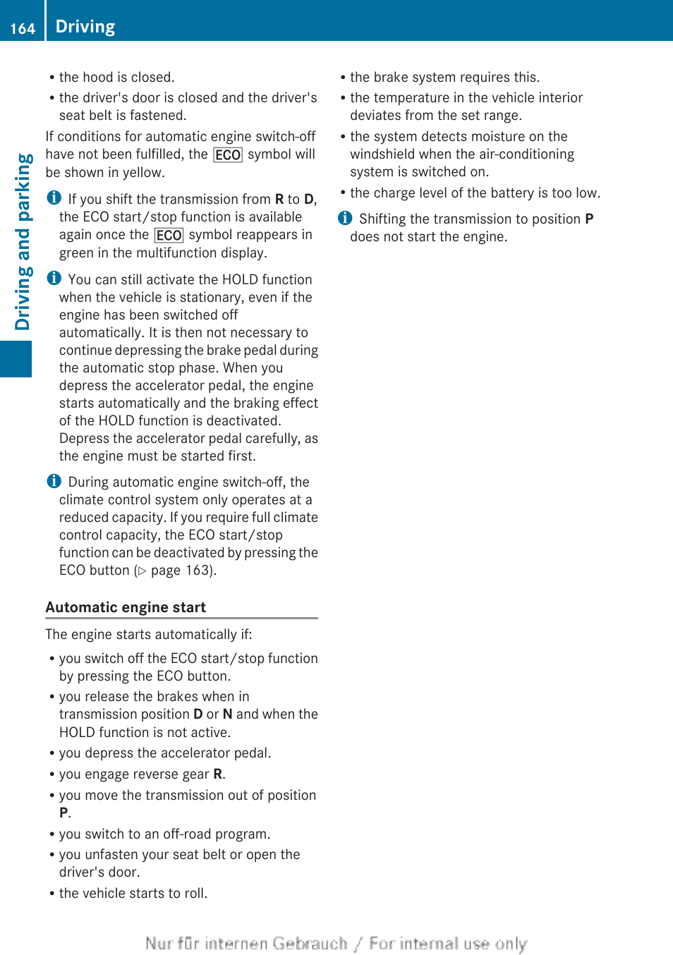 Driving and parking, Driving | Mercedes-Benz 2013 GL Class User Manual | Page 166 / 448