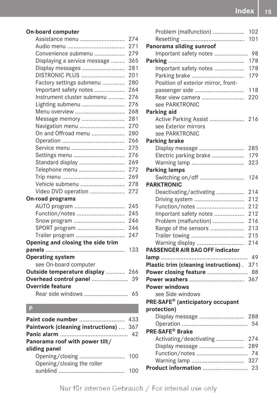 Index | Mercedes-Benz 2013 GL Class User Manual | Page 17 / 448