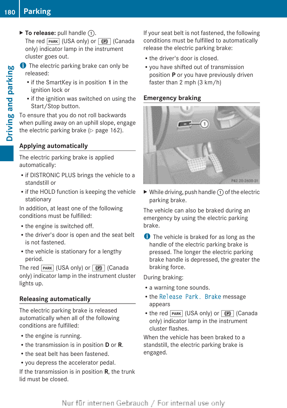 Driving and parking, Parking | Mercedes-Benz 2013 GL Class User Manual | Page 182 / 448