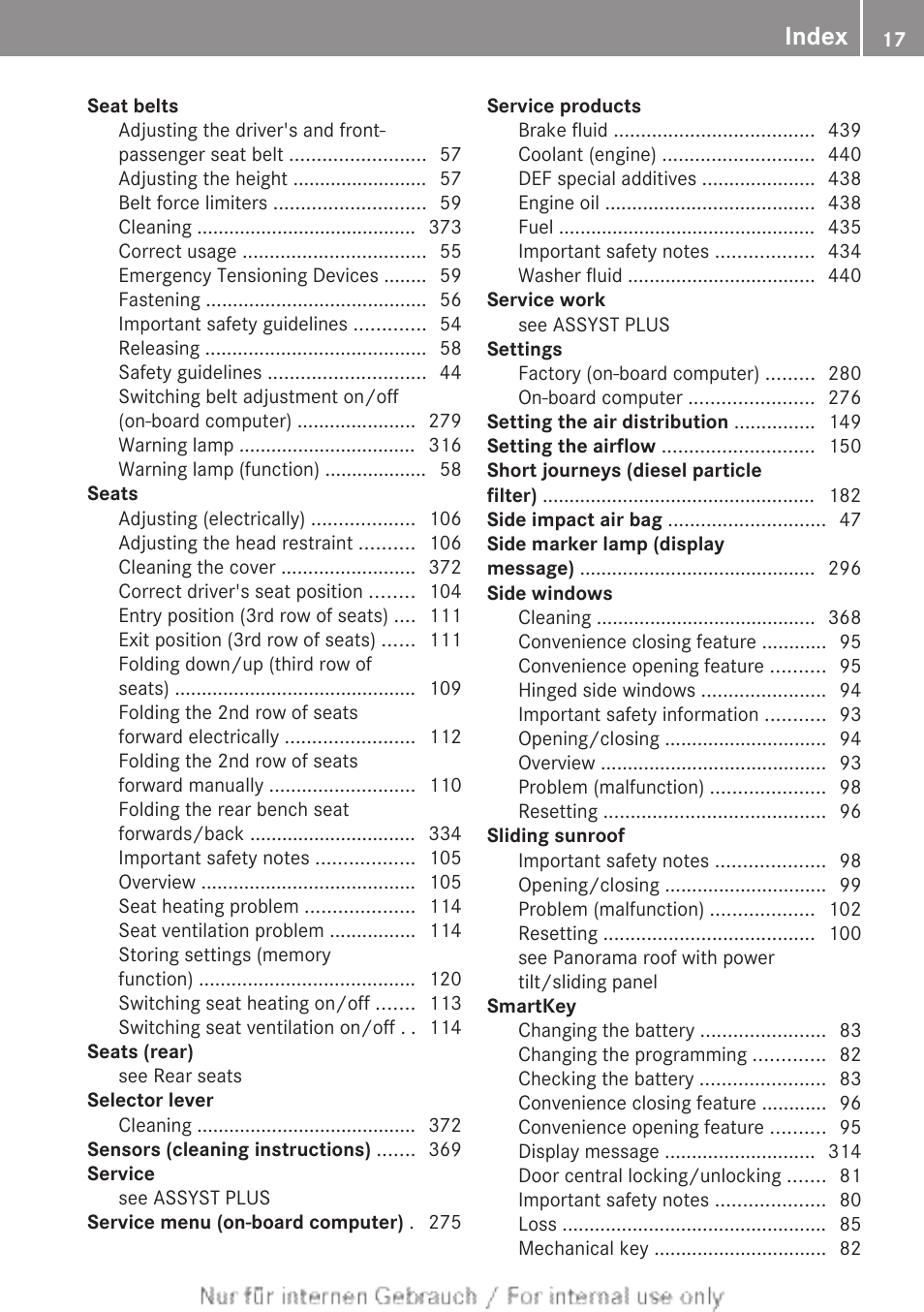 Index | Mercedes-Benz 2013 GL Class User Manual | Page 19 / 448